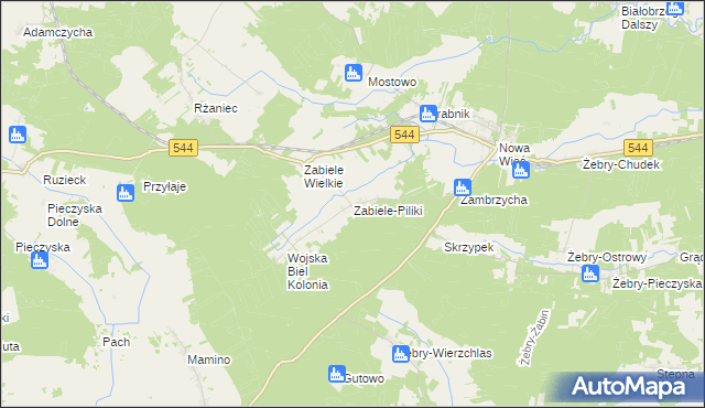 mapa Zabiele-Piliki, Zabiele-Piliki na mapie Targeo