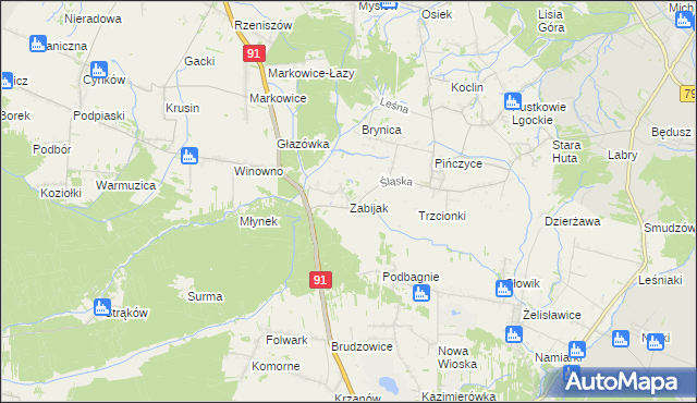 mapa Zabijak gmina Koziegłowy, Zabijak gmina Koziegłowy na mapie Targeo