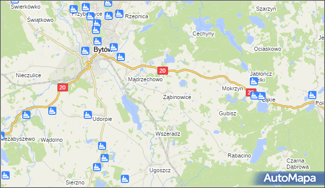 mapa Ząbinowice, Ząbinowice na mapie Targeo