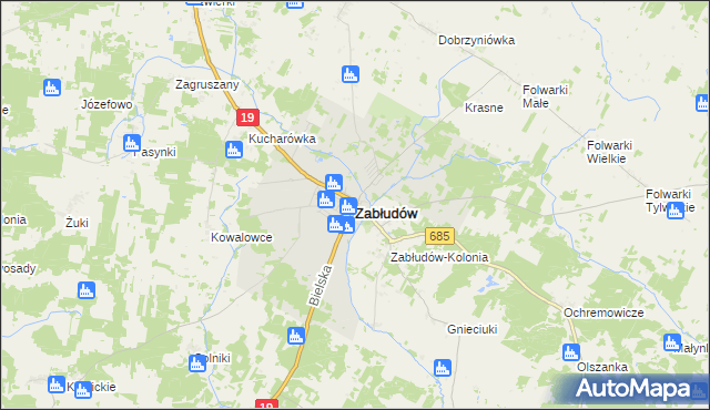 mapa Zabłudów, Zabłudów na mapie Targeo