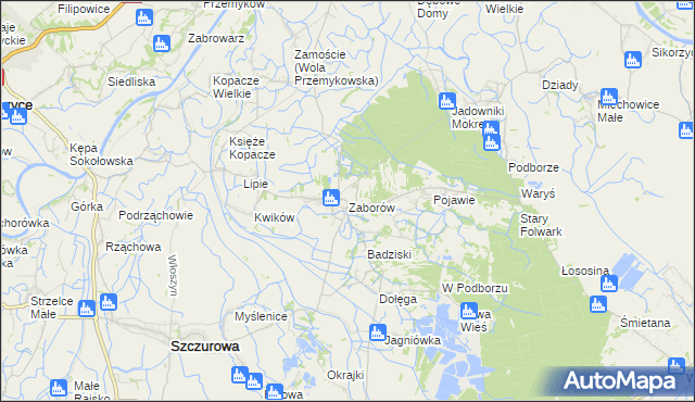 mapa Zaborów gmina Szczurowa, Zaborów gmina Szczurowa na mapie Targeo