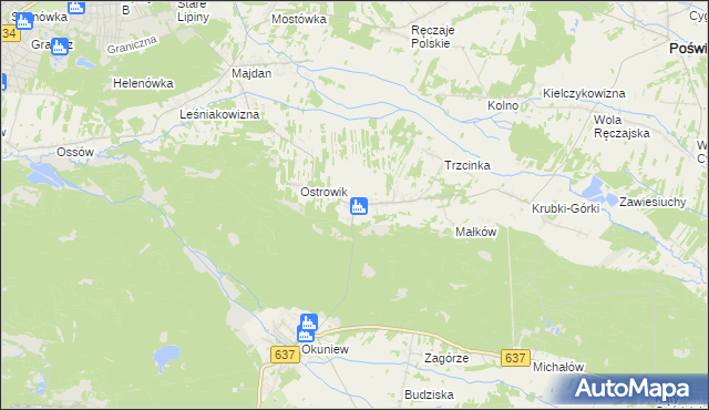 mapa Zabraniec, Zabraniec na mapie Targeo