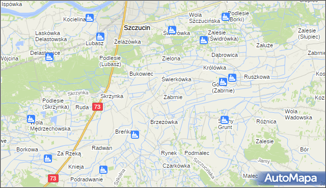 mapa Zabrnie gmina Szczucin, Zabrnie gmina Szczucin na mapie Targeo