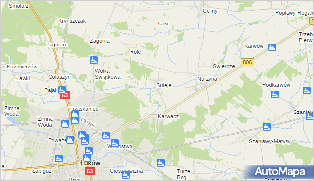 mapa Zabrodzie gmina Łuków, Zabrodzie gmina Łuków na mapie Targeo