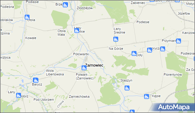 mapa Zabrodzie gmina Żarnowiec, Zabrodzie gmina Żarnowiec na mapie Targeo
