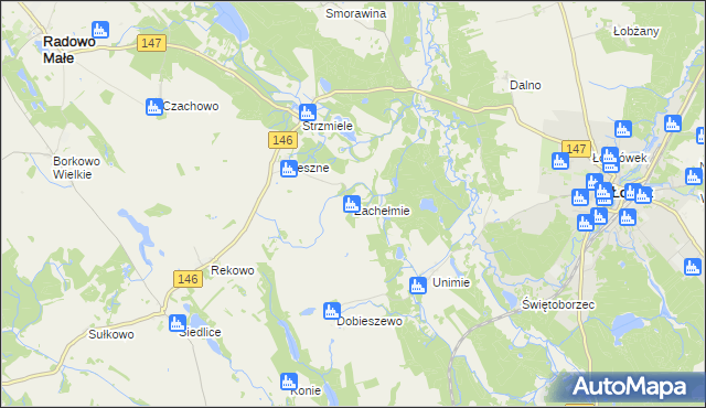 mapa Zachełmie gmina Łobez, Zachełmie gmina Łobez na mapie Targeo