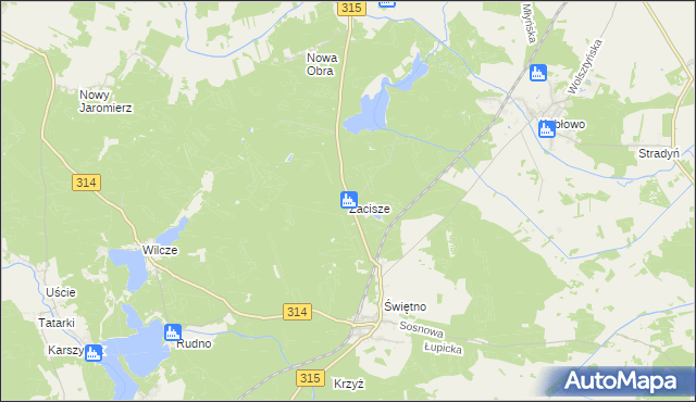 mapa Zacisze gmina Wolsztyn, Zacisze gmina Wolsztyn na mapie Targeo