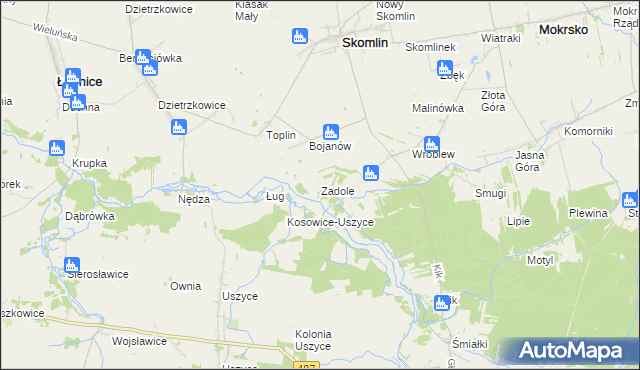 mapa Zadole gmina Skomlin, Zadole gmina Skomlin na mapie Targeo