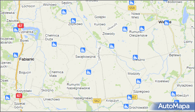 mapa Zaduszniki gmina Wielgie, Zaduszniki gmina Wielgie na mapie Targeo