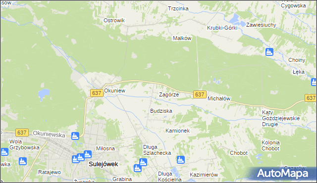 mapa Zagórze gmina Halinów, Zagórze gmina Halinów na mapie Targeo