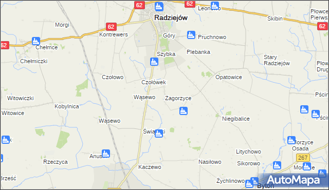mapa Zagorzyce gmina Radziejów, Zagorzyce gmina Radziejów na mapie Targeo