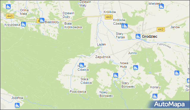 mapa Zaguźnica, Zaguźnica na mapie Targeo