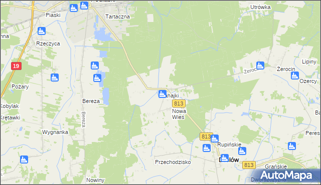 mapa Zahajki gmina Drelów, Zahajki gmina Drelów na mapie Targeo