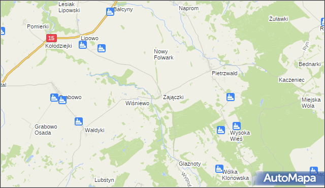 mapa Zajączki gmina Ostróda, Zajączki gmina Ostróda na mapie Targeo