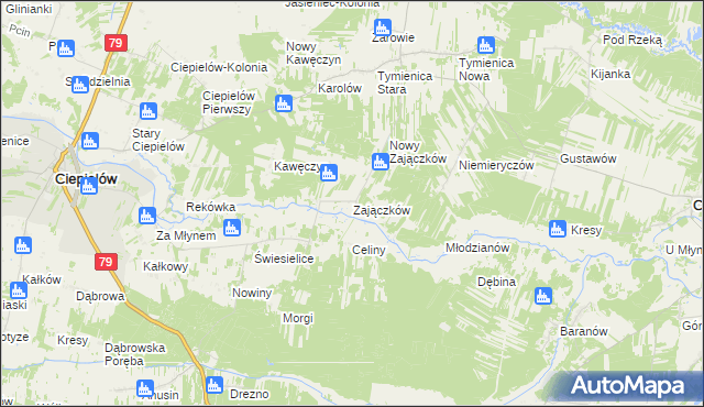 mapa Zajączków gmina Chotcza, Zajączków gmina Chotcza na mapie Targeo