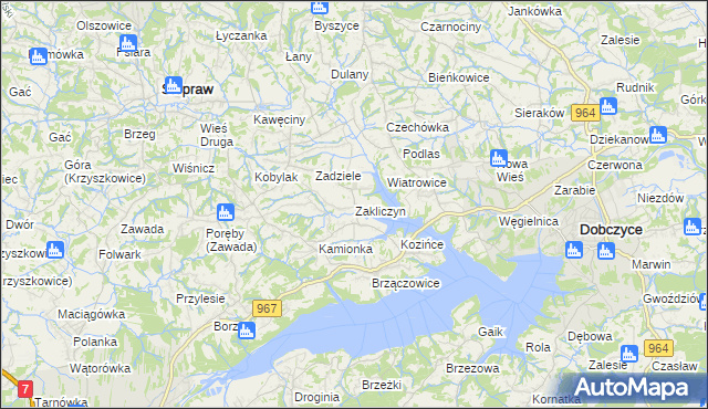 mapa Zakliczyn gmina Siepraw, Zakliczyn gmina Siepraw na mapie Targeo