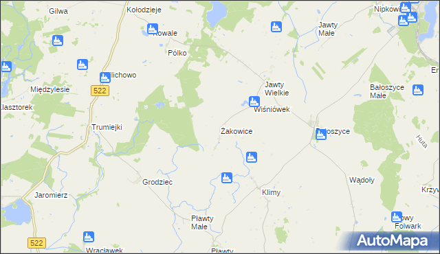 mapa Żakowice gmina Susz, Żakowice gmina Susz na mapie Targeo