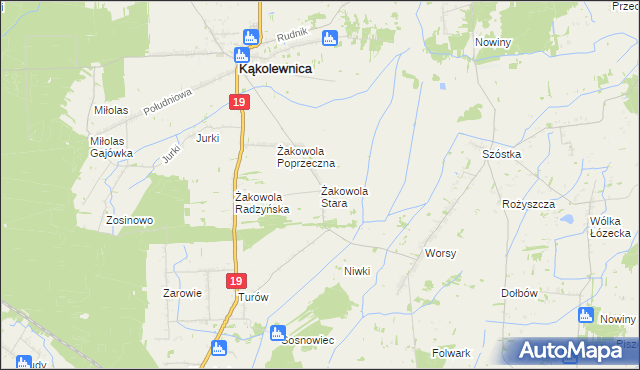 mapa Żakowola Stara, Żakowola Stara na mapie Targeo