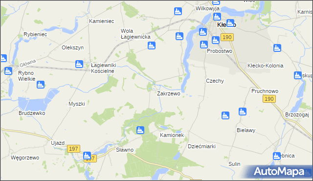 mapa Zakrzewo gmina Kłecko, Zakrzewo gmina Kłecko na mapie Targeo
