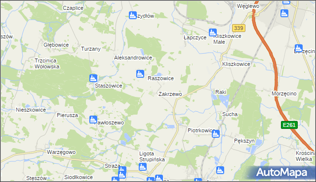 mapa Zakrzewo gmina Prusice, Zakrzewo gmina Prusice na mapie Targeo