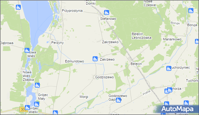 mapa Zakrzewo gmina Siedlec, Zakrzewo gmina Siedlec na mapie Targeo