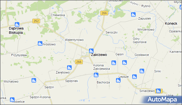 mapa Zakrzewo powiat aleksandrowski, Zakrzewo powiat aleksandrowski na mapie Targeo