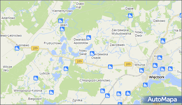 mapa Zakrzewska Osada, Zakrzewska Osada na mapie Targeo