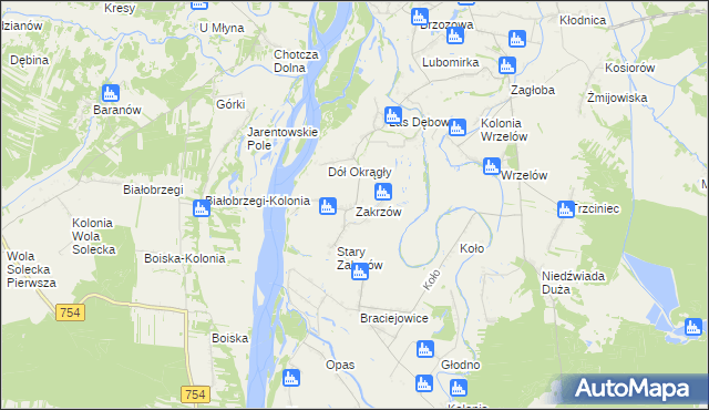 mapa Zakrzów gmina Łaziska, Zakrzów gmina Łaziska na mapie Targeo