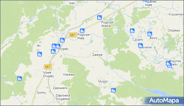 mapa Zalesie gmina Biała Piska, Zalesie gmina Biała Piska na mapie Targeo