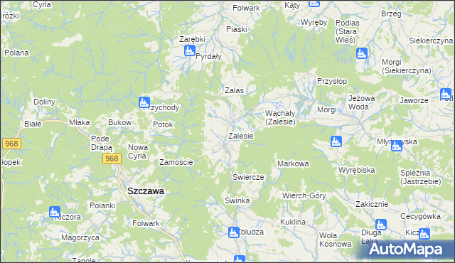 mapa Zalesie gmina Kamienica, Zalesie gmina Kamienica na mapie Targeo