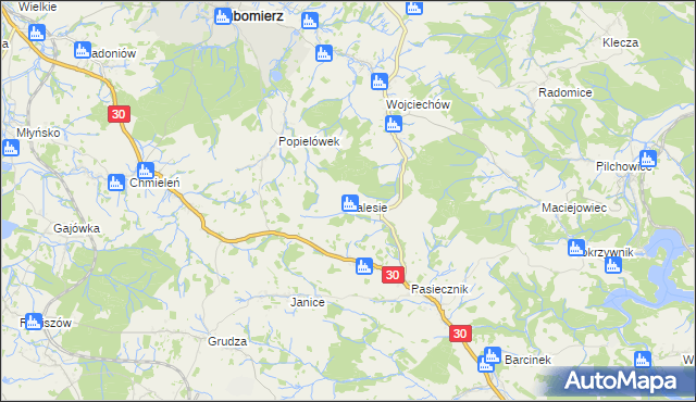 mapa Zalesie gmina Lubomierz, Zalesie gmina Lubomierz na mapie Targeo