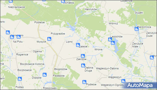 mapa Zalesie gmina Oksa, Zalesie gmina Oksa na mapie Targeo