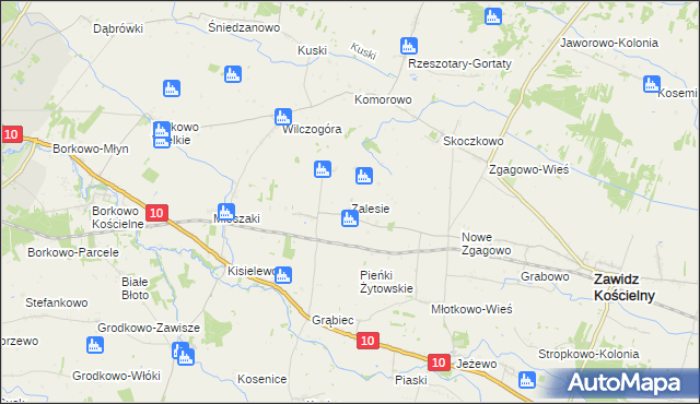 mapa Zalesie gmina Zawidz, Zalesie gmina Zawidz na mapie Targeo