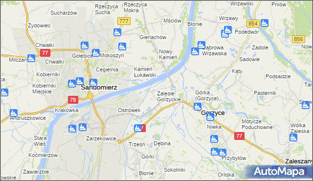 mapa Zalesie Gorzyckie, Zalesie Gorzyckie na mapie Targeo