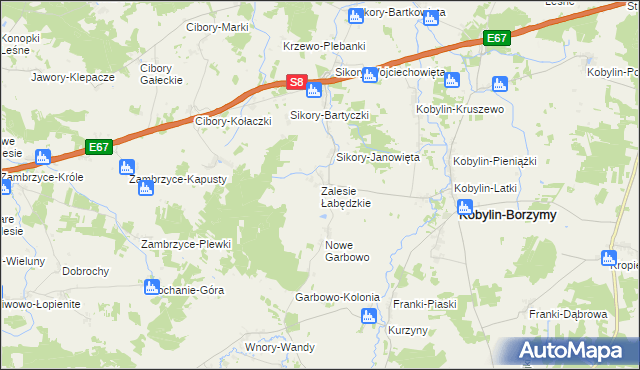 mapa Zalesie Łabędzkie, Zalesie Łabędzkie na mapie Targeo