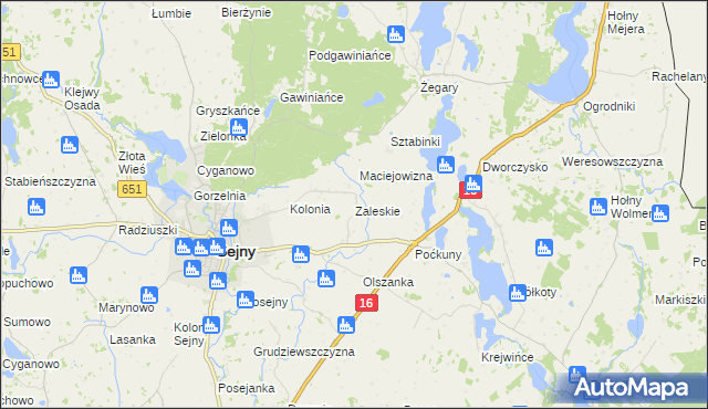 mapa Zaleskie gmina Sejny, Zaleskie gmina Sejny na mapie Targeo