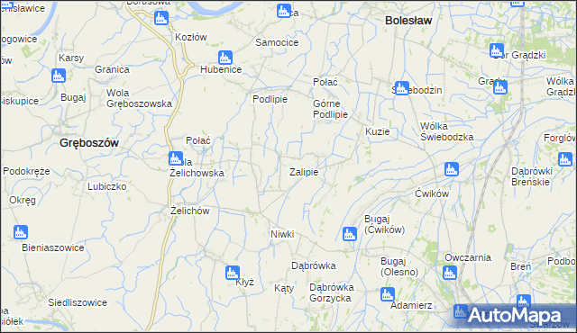 mapa Zalipie gmina Olesno, Zalipie gmina Olesno na mapie Targeo