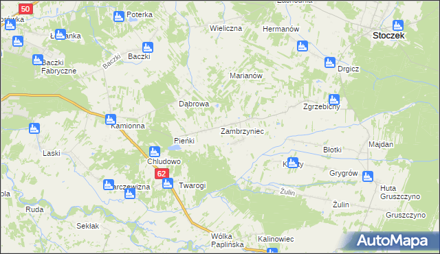 mapa Zambrzyniec, Zambrzyniec na mapie Targeo
