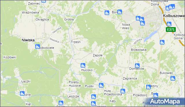 mapa Zapole gmina Niwiska, Zapole gmina Niwiska na mapie Targeo