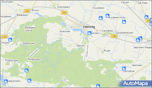 mapa Zapust, Zapust na mapie Targeo