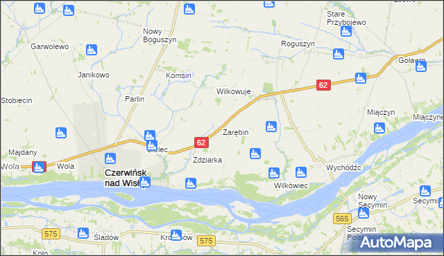 mapa Zarębin, Zarębin na mapie Targeo