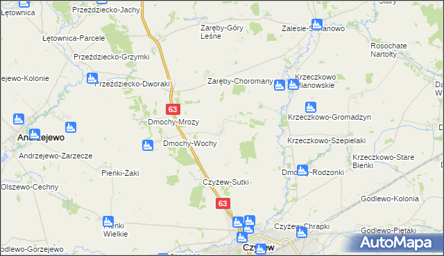 mapa Zaręby-Bindugi, Zaręby-Bindugi na mapie Targeo