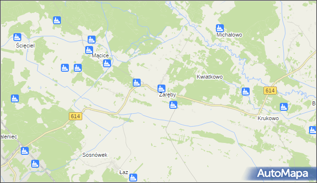 mapa Zaręby gmina Chorzele, Zaręby gmina Chorzele na mapie Targeo