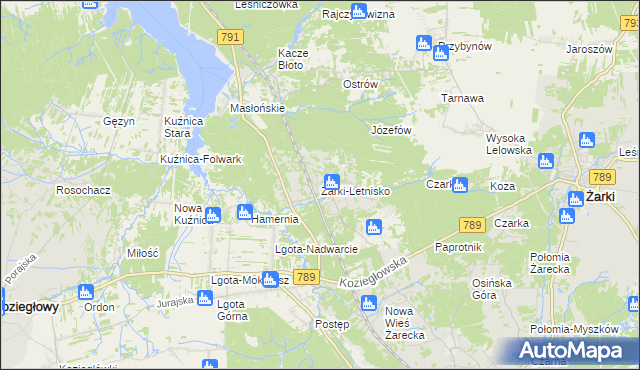 mapa Żarki-Letnisko, Żarki-Letnisko na mapie Targeo