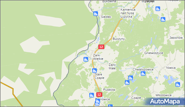 mapa Żarki Wielkie, Żarki Wielkie na mapie Targeo