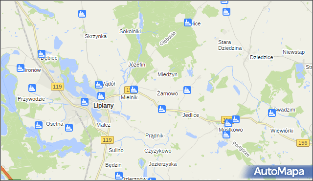 mapa Żarnowo gmina Lipiany, Żarnowo gmina Lipiany na mapie Targeo