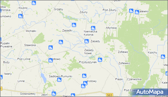 mapa Zasady Nowe, Zasady Nowe na mapie Targeo