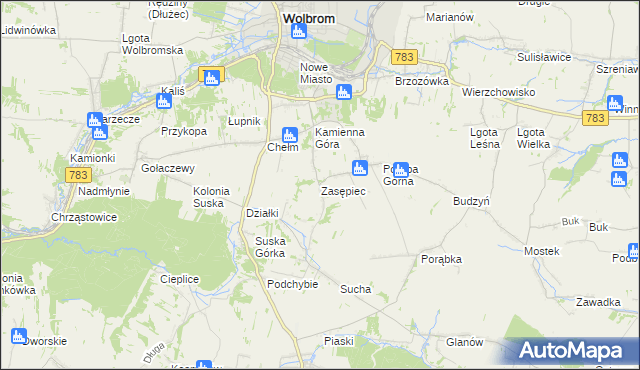 mapa Zasępiec, Zasępiec na mapie Targeo