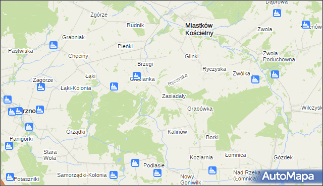 mapa Zasiadały, Zasiadały na mapie Targeo