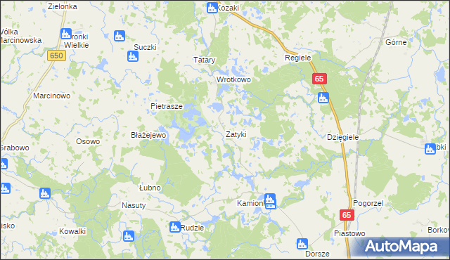 mapa Zatyki gmina Gołdap, Zatyki gmina Gołdap na mapie Targeo